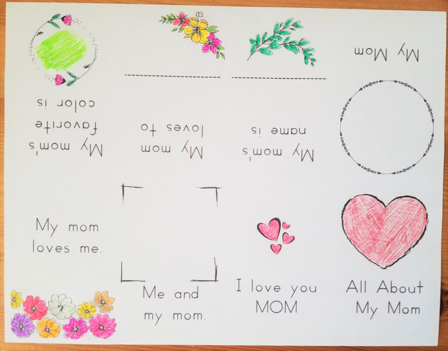 All about my mom fold-up book after coloring