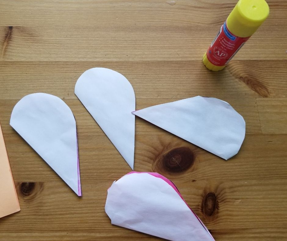 Cut and folded in half hearts for popup effect in the mother's day card