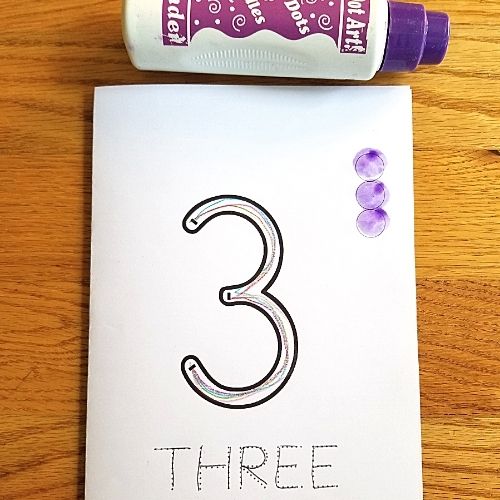 Free Writing Numbers Worksheets for Preschoolers counting dots for number three