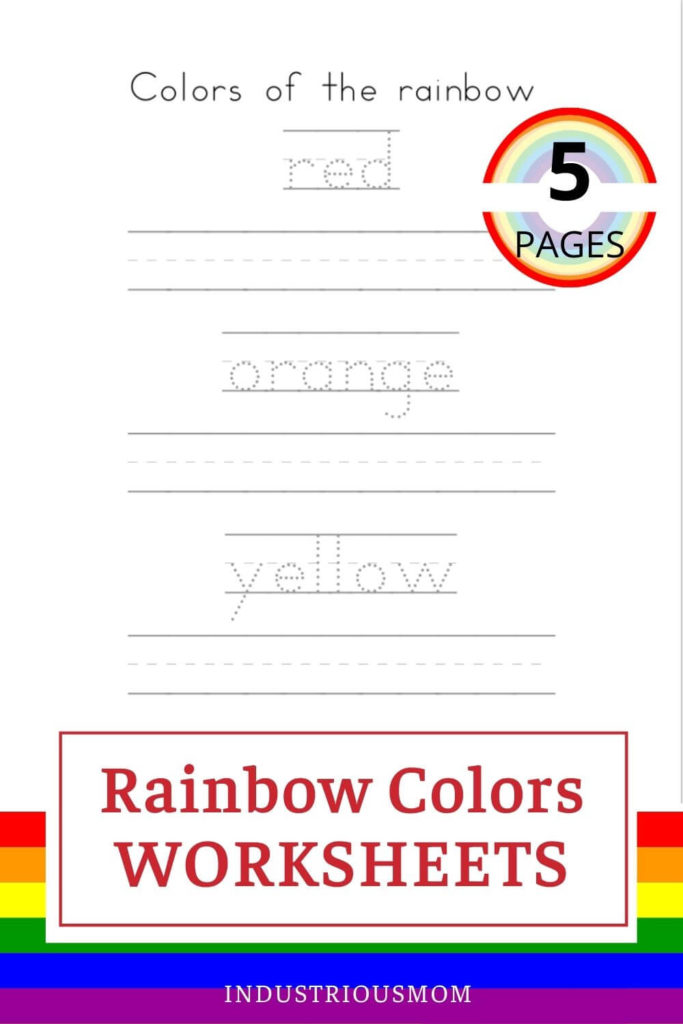 Traceable words rainbow colors 