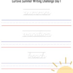 Free Cursive Tracing Words Worksheets Summer Writing Challenge