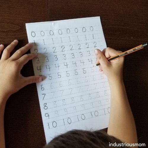 Child tracing numbers