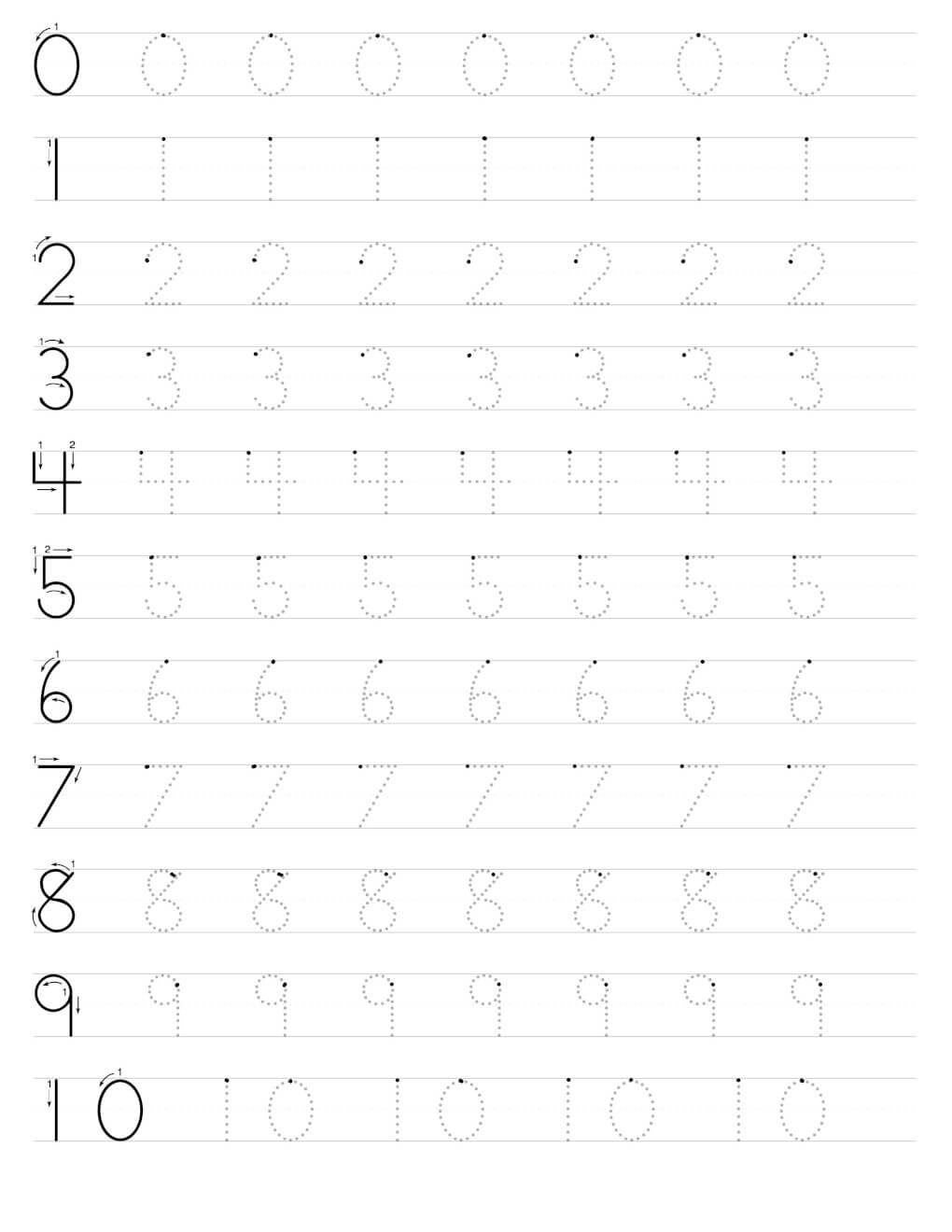 Free Number Tracing Worksheet Pdf File For 1st Grade And Kindergarten 