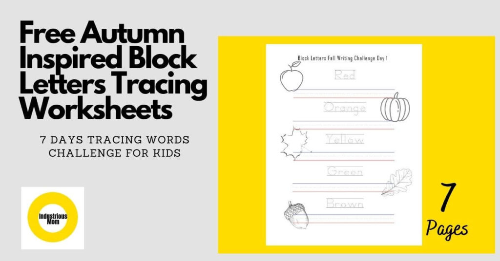 Free Autumn Inspired Block Letters Tracing Worksheets
