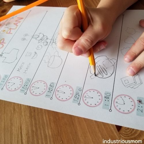 Kindergartener creating a daily routine