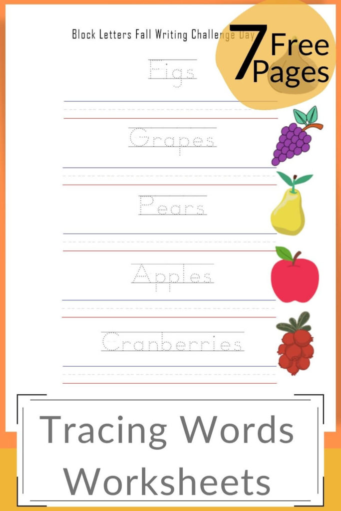 Download free tracing words worksheets for kindergarten and 1st-grade kids. This includes 7 printable pages with words and sentences inspired by autumn. Autumn worksheets. 