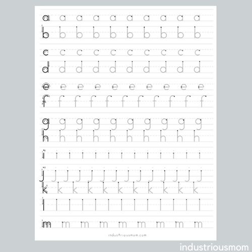 Lowercase letters alphabet tracing pages