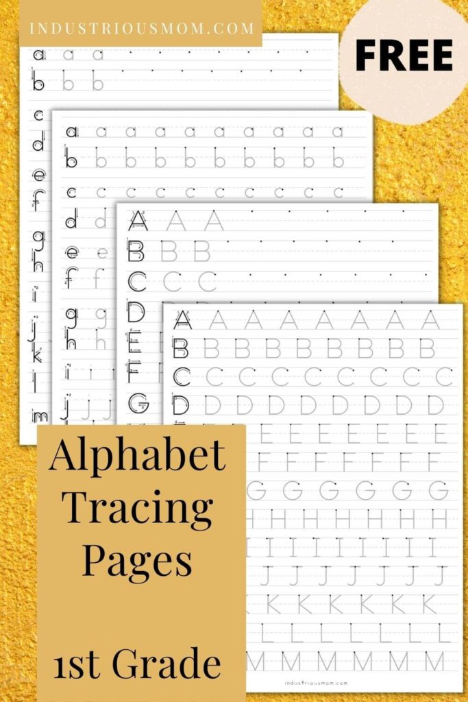 Alphabet tracing pages for kindergarten and 1st-grade kids. 