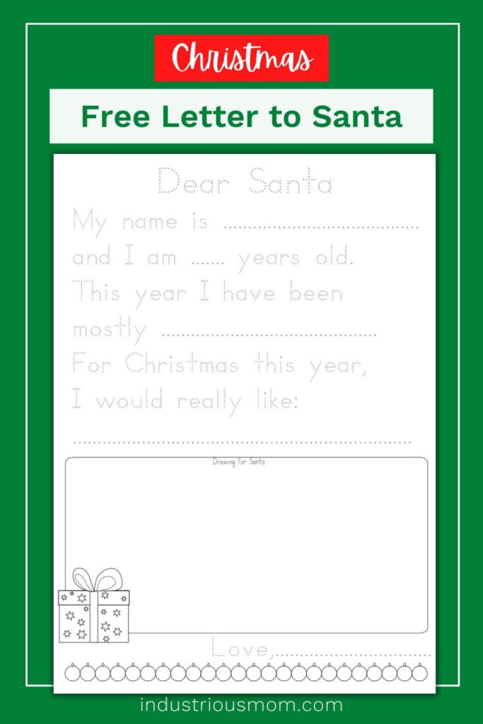 Dear Santa, My name is and I am years old. This year I have been mostly. For Christmas this year I would really like... Free Traceable letter