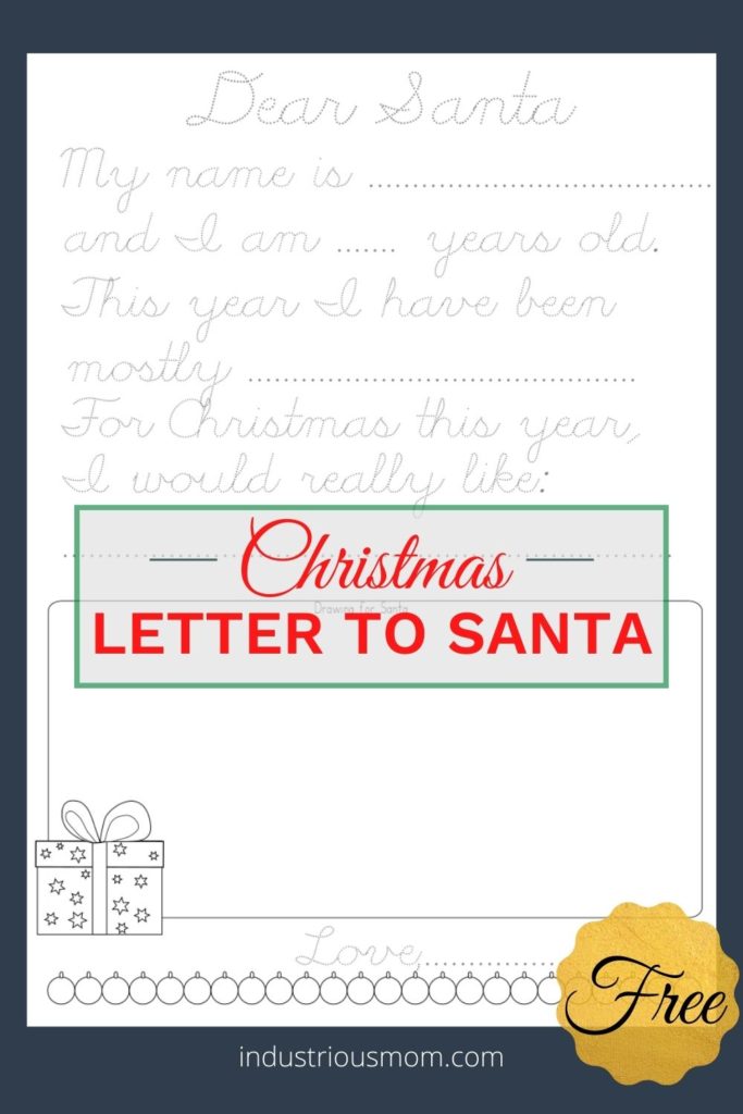 Download free cursive tracing letter to Santa with space for drawing a picture. This is a free traceable page you can download from my website. Click to download this worksheet. Save this pin to share with others. I create printable worksheets for kids, if you would like to see more of my content follow me on Pinterest.