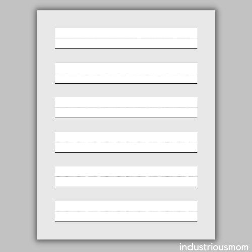Lined writing paper. Six one-inch wide lines for writing. The gray background of the page and the white background of the lines. Black wide line on the bottom of each line.