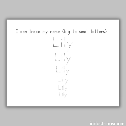 I can write my name (big to small letters) printable name tracing worksheet.
