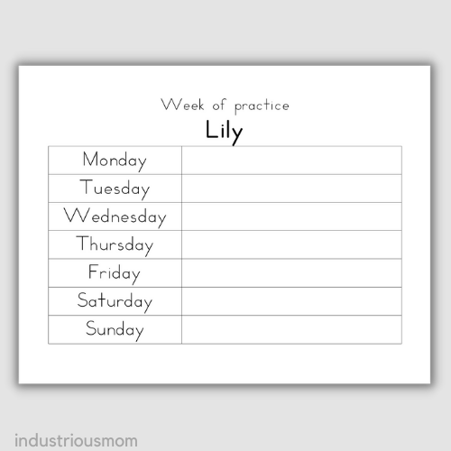 week of name writing practice worksheet