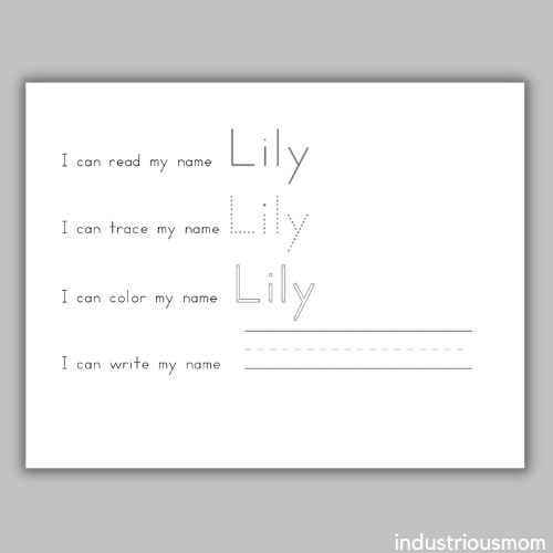 I can read my name. I can trace my name. I can color my name. I can write my name. Printable worksheet.