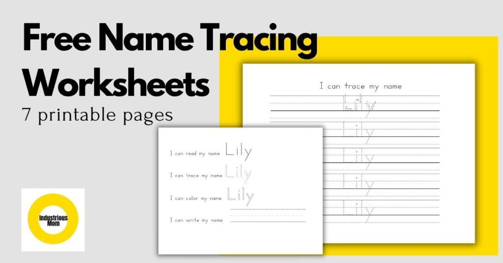 Free name writing worksheets with 7 printable pages. There are pages with tracing, writing, and coloring all to make handwriting name more interesting for kids.