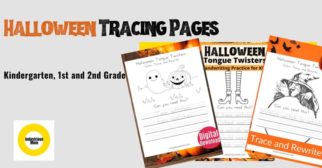 Halloween Tracing Pages Tongue Twisters word Witch