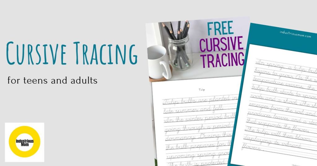 free cursive tracing for adults and teens