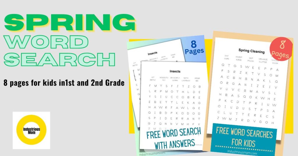 free spring-inspired worksheets for kids with word search