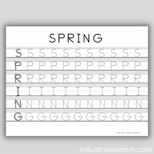 traceable letters SPRING capital letters worksheet