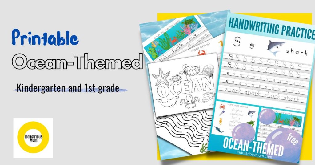 free ocean-themed worksheets for kindergarten and 1st-grade handwriting practice names of the animals