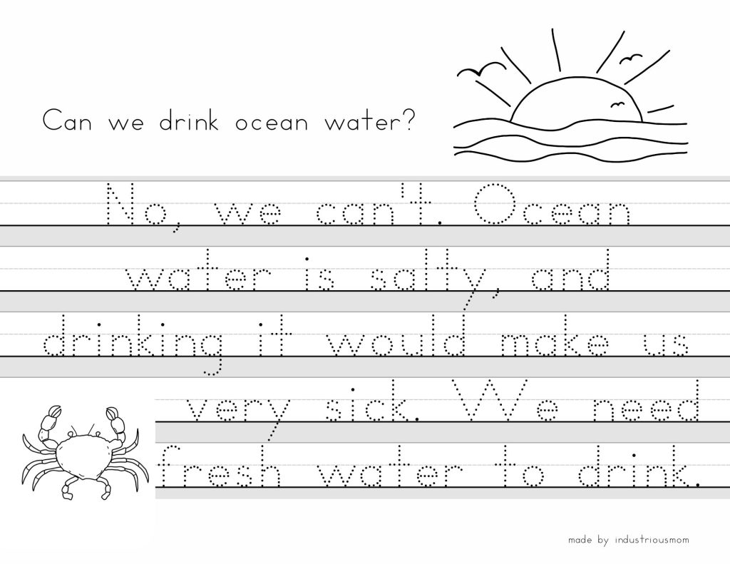Traceable Answer about Drinking Ocean Water with Aquatic Artwork
