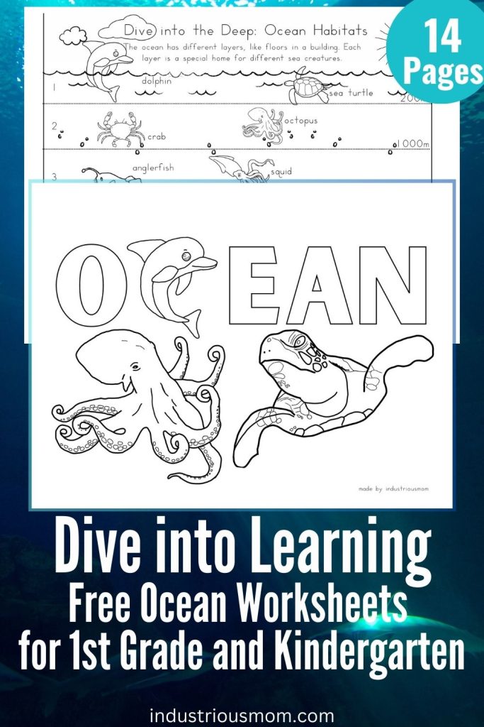 Coloring Page with Sea Creatures and Ocean Introduction
